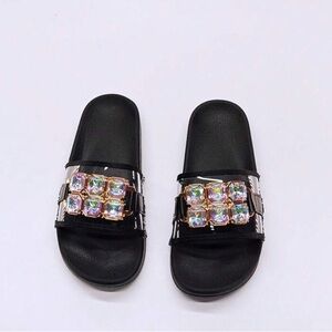 SHEIN Black Sandals with Iridescent Accents